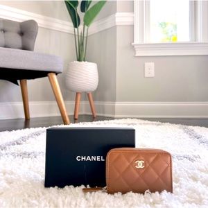 CHANEL *SOLD* 23P Caramel Zip Coin Purse Wallet with Light Gold Hardware 💕